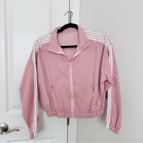 Korean Cropped Windbreaker 3 Tristripe Racing Stripes - Picture 1 of 3